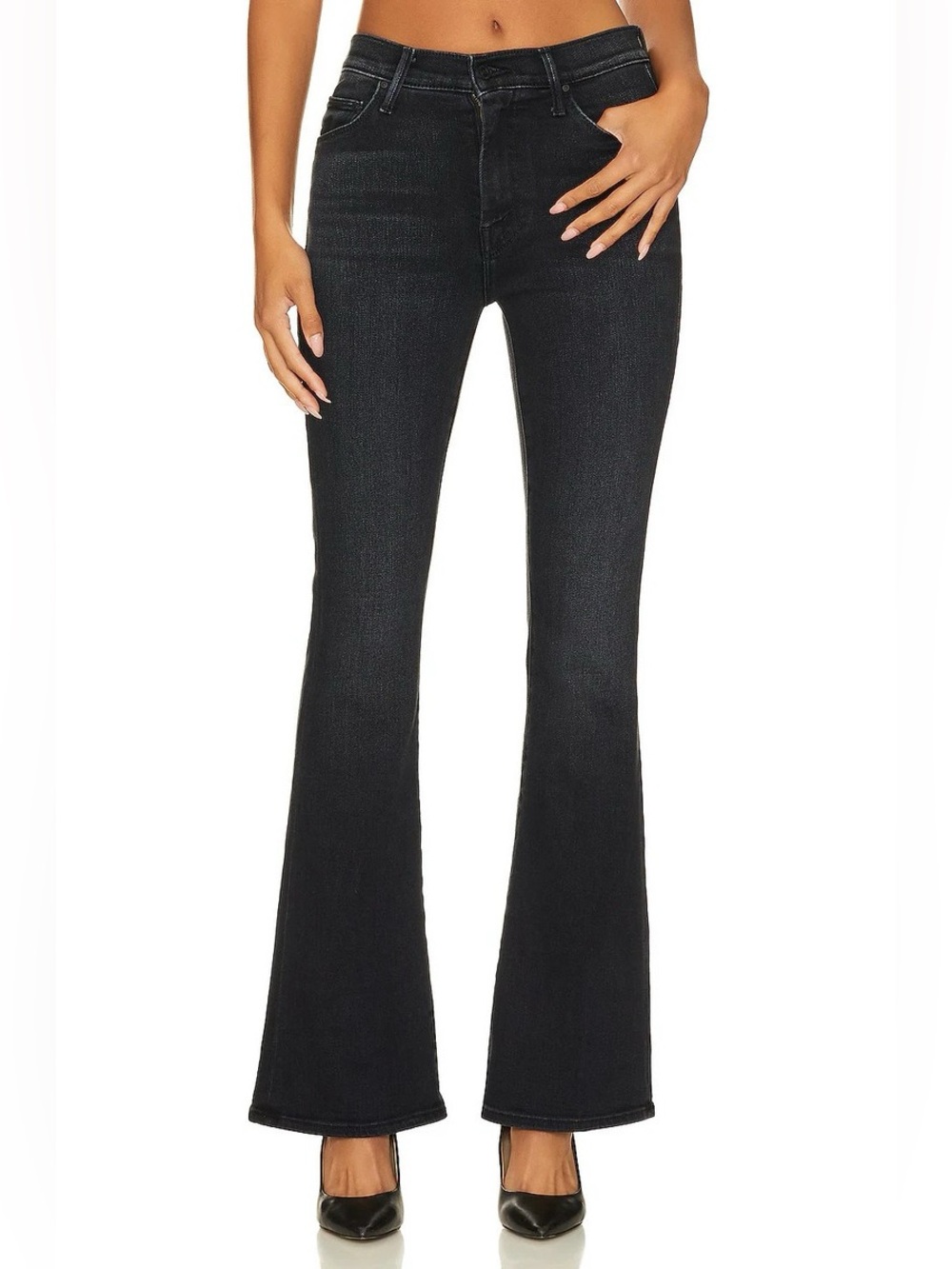 Mother The Weekender Deep End Mid Rise Flare Denim Jeans 28 Modern Minimal